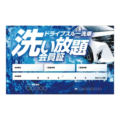 ドライブスルー洗車 洗い放題会員証